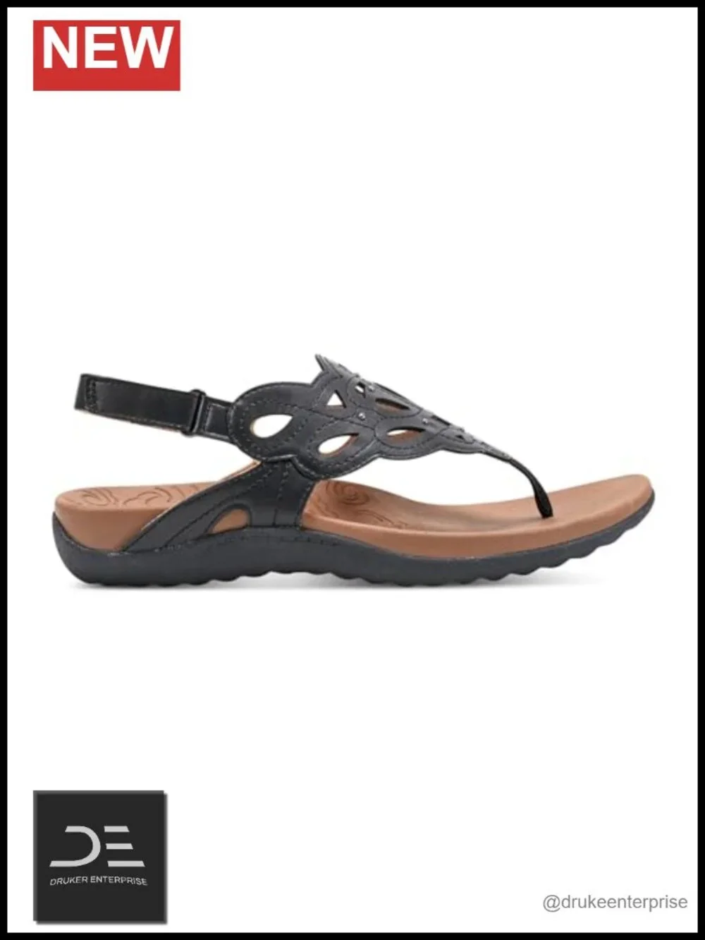 Genuine Leather Slingback Sandals Comfort Footbed Adjustable Hook-and-Loop
